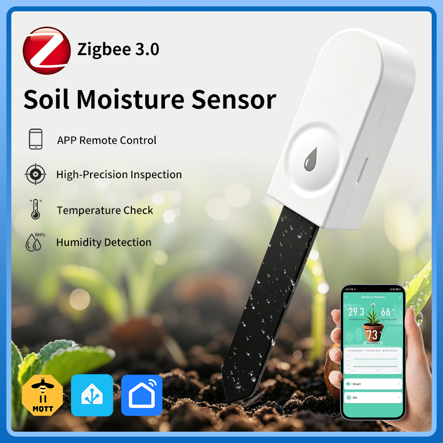 Tuya Zigbee Soil Moisture Temperature Sensor - Capteur intelligent d'humidité du sol Zigbee