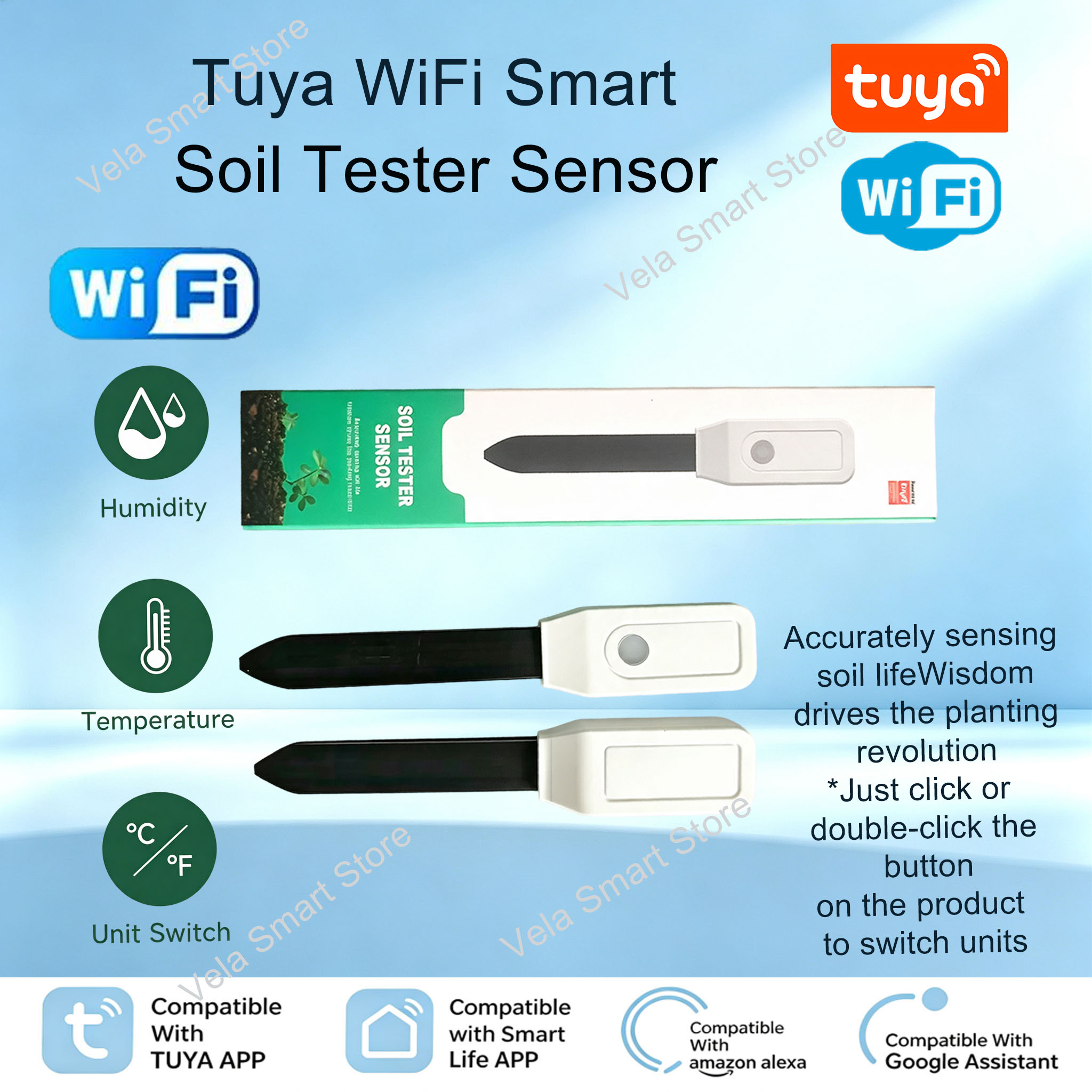 Wifi Soil Moisture Sensor Garden App - Testeur de température et d'humidité du