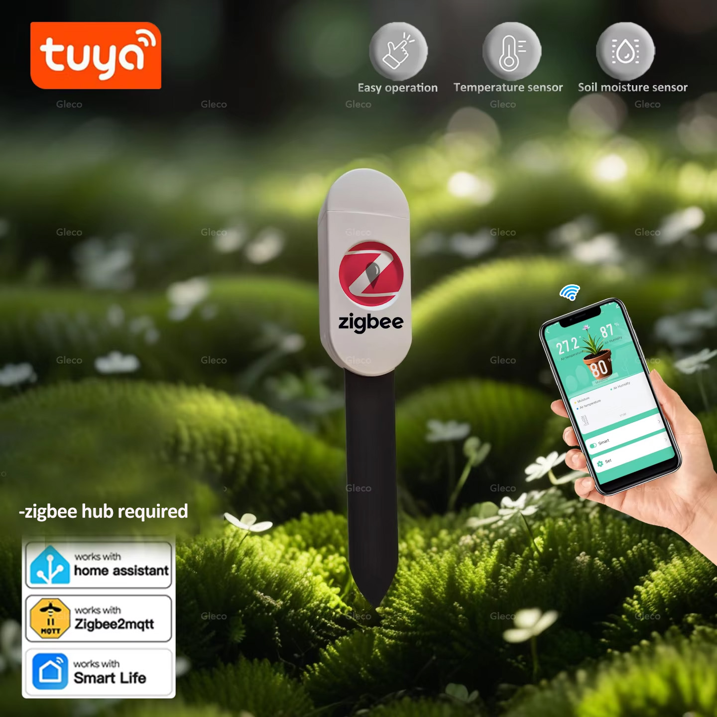 Tuya Zigbee Soil Moisture Temperature Sensor - Testeur d'humidité du sol Tuya Smart