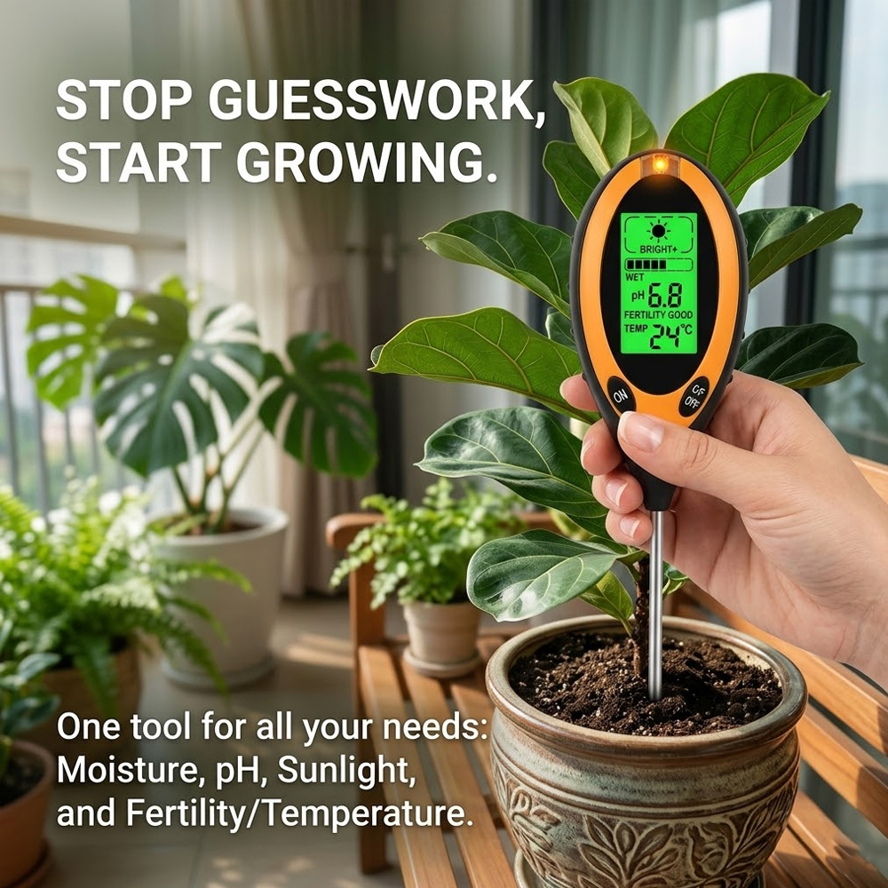 Soil Ph Meter 3 In 1 Moisture Sunlight - Testeur d'humidité du sol 4 en