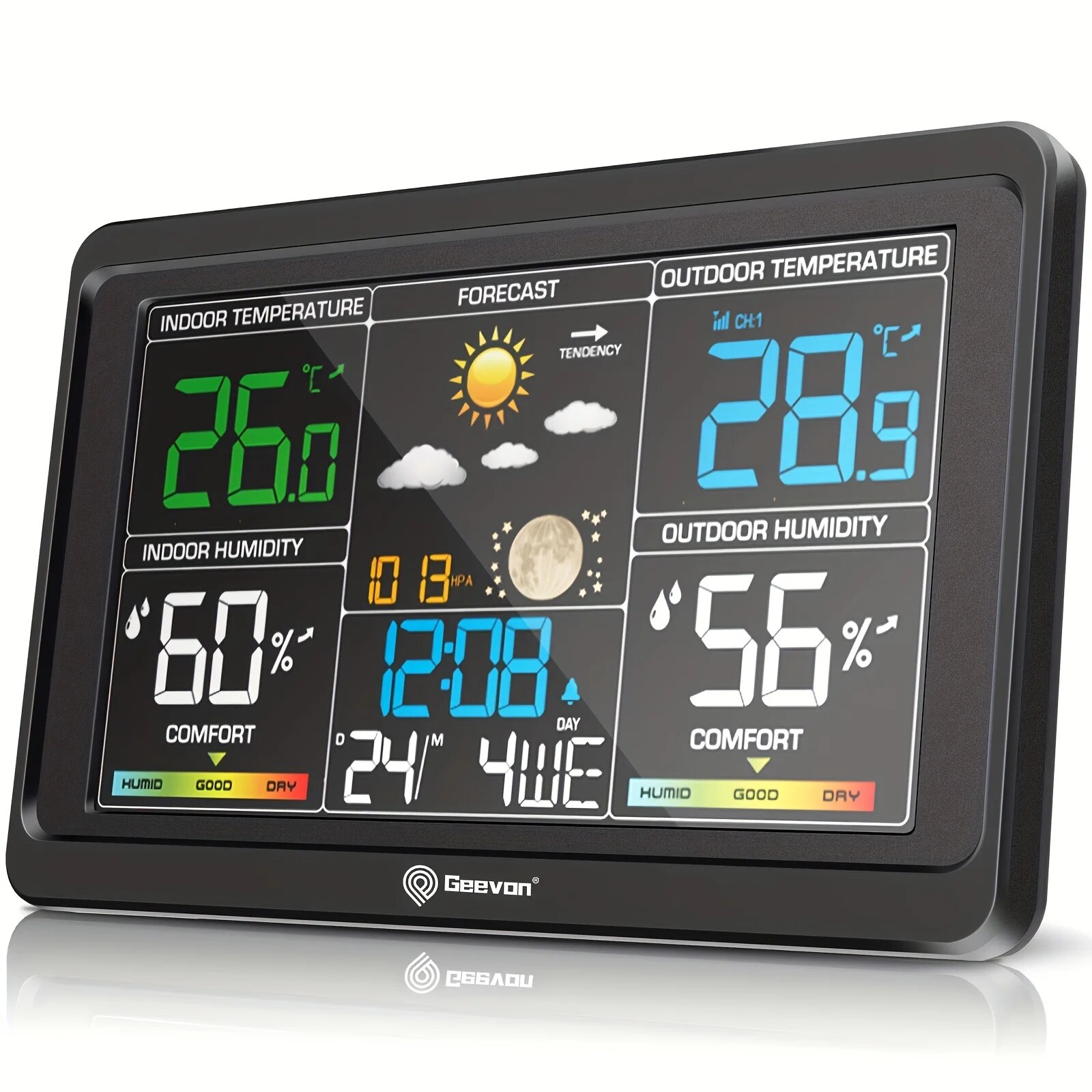 Wireless Weather Station Indoor Outdoor - Geevon-Station météo numérique sans fil pour