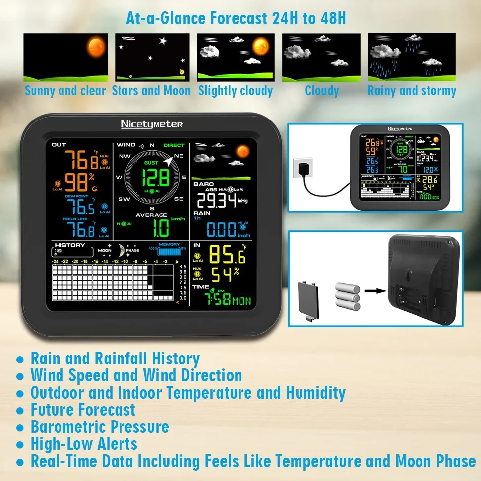 Station météo sans fil 5 en 1  - Wireless Weather Station Indoor Outdoor avis et prix