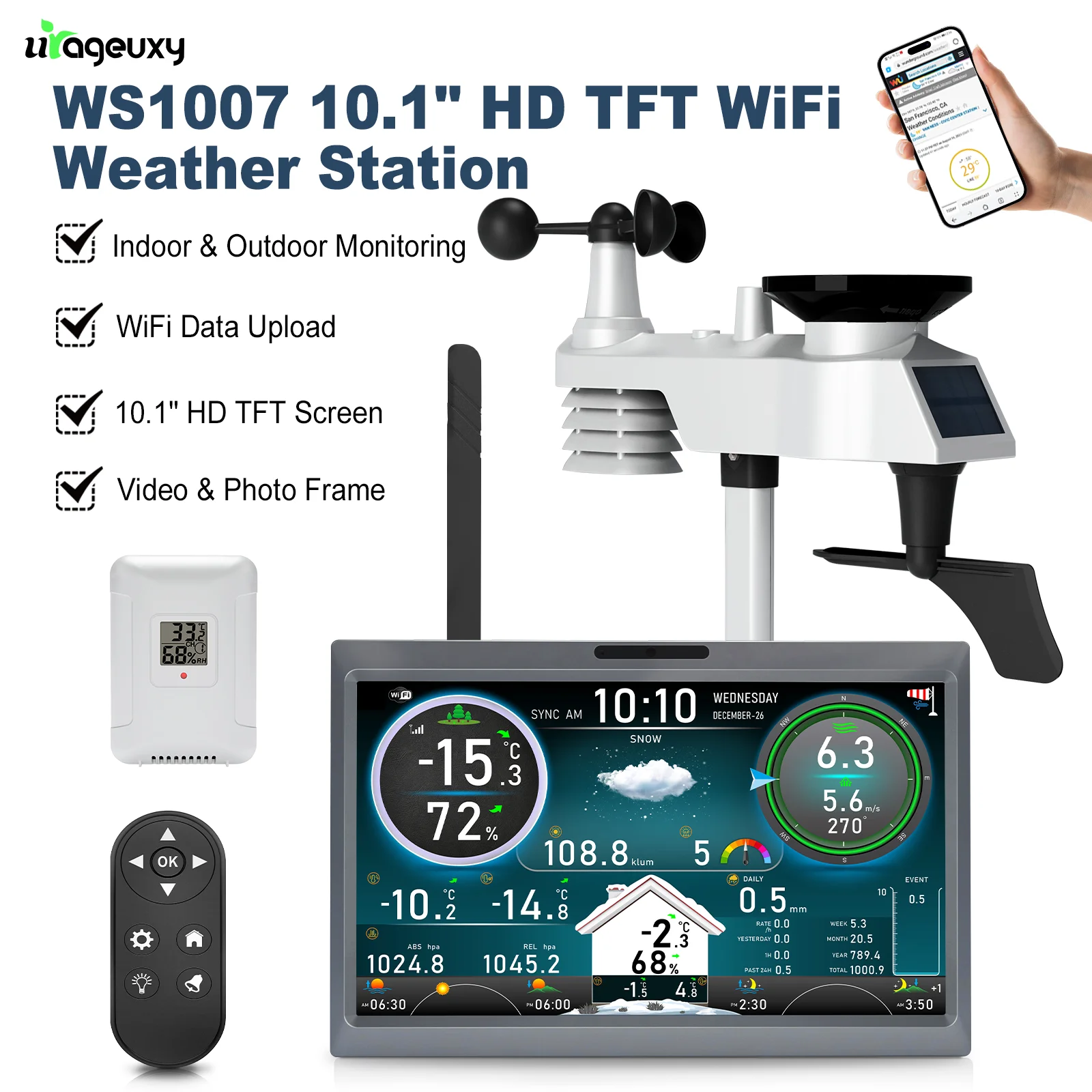 Station météo sans fil 15-en-1 - Wireless Weather Station Indoor Outdoor avis et prix